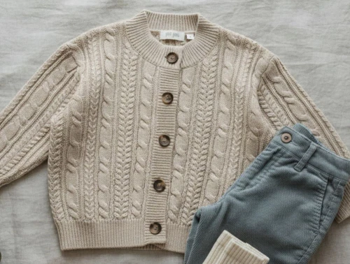 Petit Piao nature white chunky cardigan