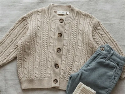 Petit Piao nature white chunky cardigan