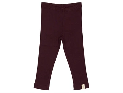 Petit Piao leggings i farven dark grape med ribstruktur set forfra