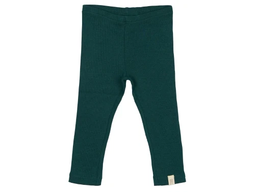 Petit Piao leggings i farven dark sea med ribstruktur set forfra