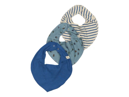 Petit Piao savlesmække 3-pak i blå toner med print, striber og ensfarvet rib