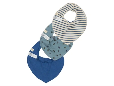 Petit Piao savlesmække 3-pak i blå toner med print, striber og ensfarvet rib