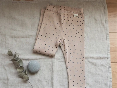 Petit Piao café rose/denim blue dot legging modal