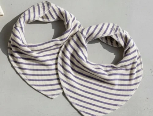 Petit Piao dusty violet/dark offwhite stribet savlesmæk (2-pak)