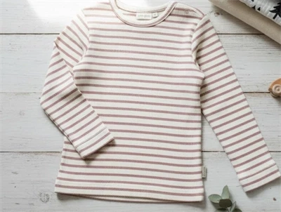 Petit Piao sea shell pink stribet t-shirt
