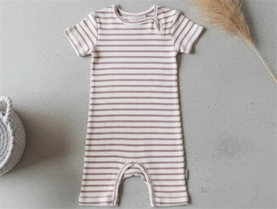 Petit Piao sea shell pink stribet jumpsuit