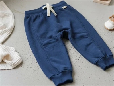 Petit Piao denim blue rib sweatpants