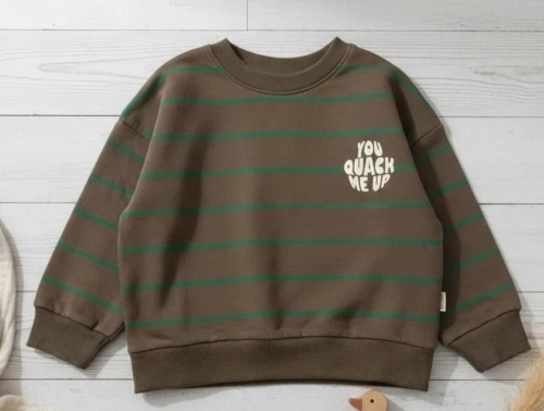 Petit Piao chocolate brown line stribet sweatshirt