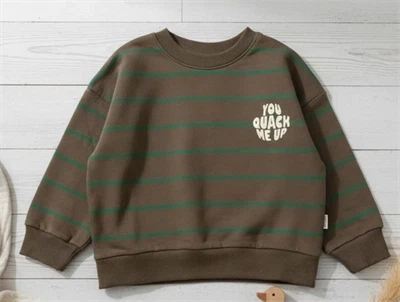 Petit Piao chocolate brown line stribet sweatshirt