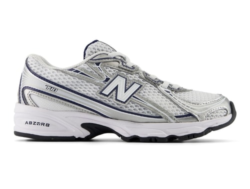 New Balance 740 sneakers hvid/blå/sølv med elastiksnøre (bred)