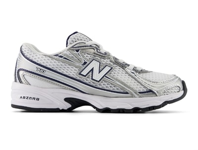 New Balance 740 sneakers hvid/blå/sølv med elastiksnøre (bred)