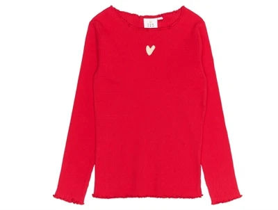 THE NEW rib t-shirt i rød nuance med hjerteprint