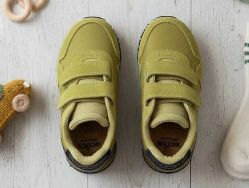 Woden Kids sneaker Nor suede ecru olive