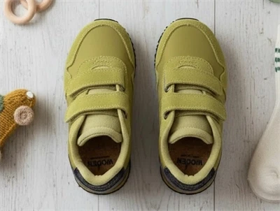 Woden Kids sneaker Nor suede ecru olive