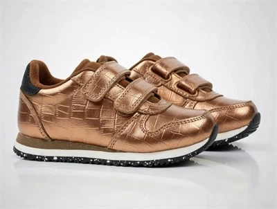 Woden Kids sneaker Sandra burnished copper croco shiny