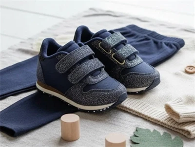 Woden Kids sneaker Sandra pearl navy glitter