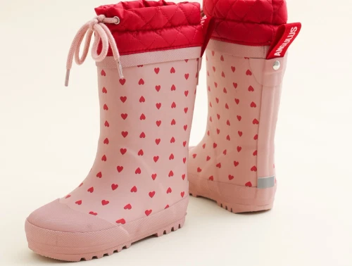 Angulus vintergummistøvle i rosa med hjerteprint