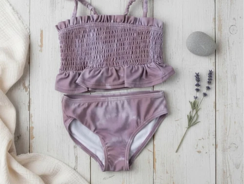 Lil Atelier violet ice tie dye smock bikini