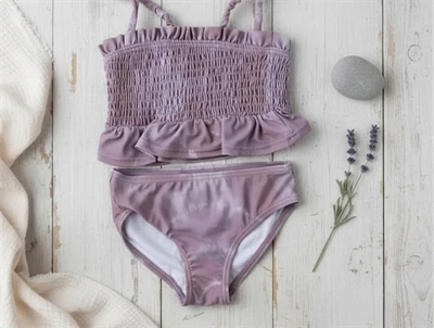 Lil Atelier violet ice tie dye smock bikini