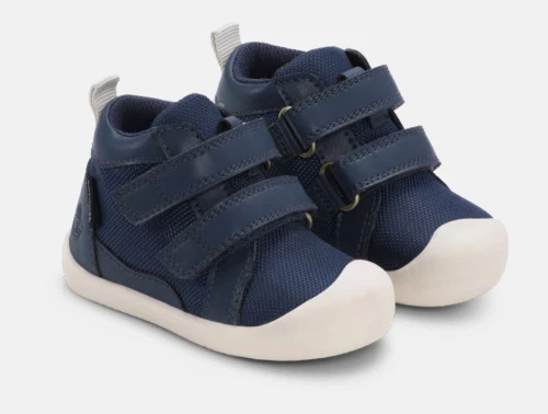 Bundgaard Mio barefoot sko i navy med velcro lukning set forfra