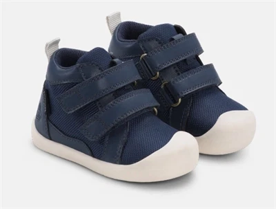Bundgaard Mio barefoot sko i navy med velcro lukning set forfra