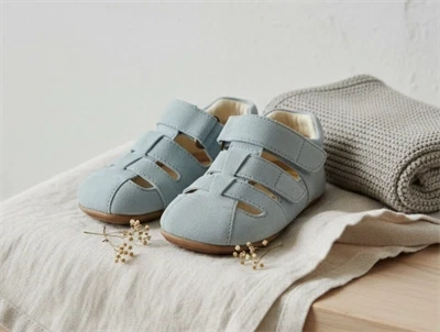 Bundgaard Tobias prewalker sandal sky med velcro og lukket tå  