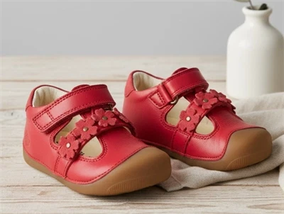 Bundgaard Petit Summer Flower sandal cherry med blomster og velcro