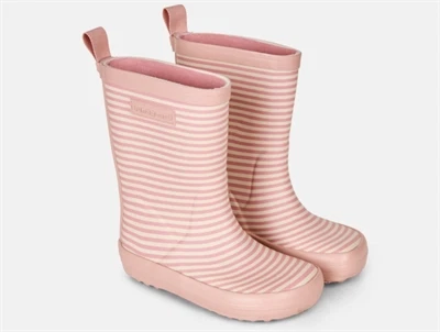 Bundgaard Charly gummistøvle i rosa med striber og refleks bagpå