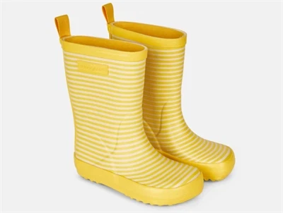 Bundgaard Charly gummistøvle i gul med striber og refleks bagpå