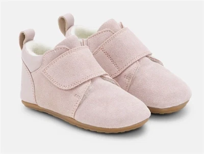 Bundgaard Teddy hjemmesko i old rose ruskind med uldfoer og velcro