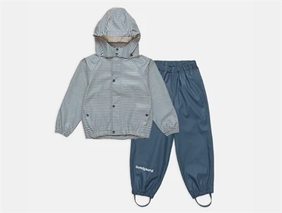 Bundgaard Cayce regnsæt i blå og navy stripe med aftagelig hætte