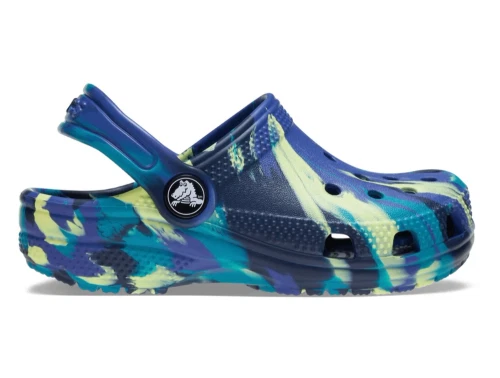 Crocs Classic clog blå med marble effekt og hælrem