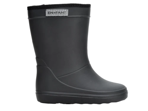 En Fant sorte termo gummistøvler med uldfoer set fra siden