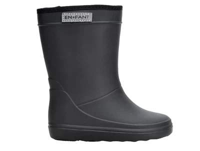 En Fant sorte termo gummistøvler med uldfoer set fra siden