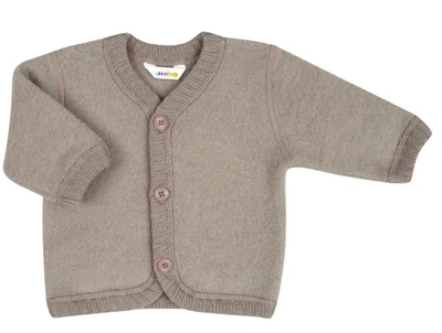 Joha cardigan sesam melange i merinould med knapper