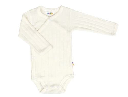 Joha wrap body i natur merinould og silke med trykknapper