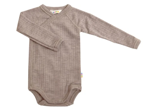 Joha wrap body i sesame melange merinould med trykknapper