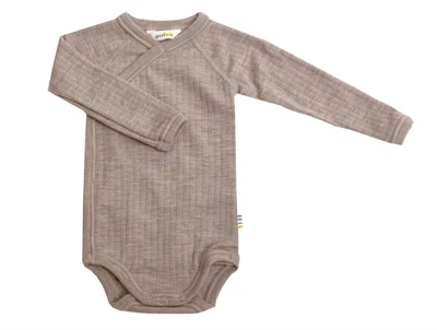 Joha wrap body i sesame melange merinould med trykknapper