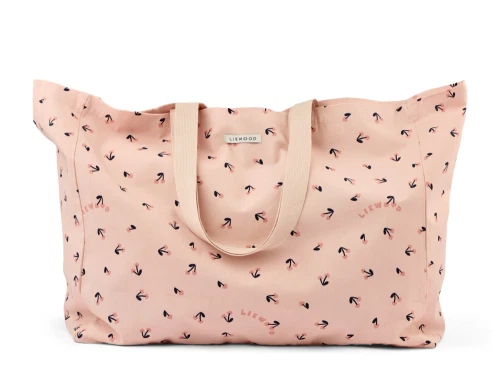 Liewood maxi totebag i rosa med cherry heart print