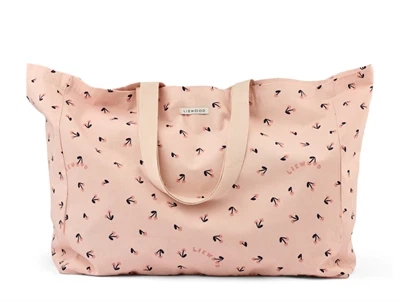 Liewood maxi totebag i rosa med cherry heart print