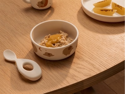 Liewood Vivi spisesæt i elephant / creme de la creme med silikonedesign