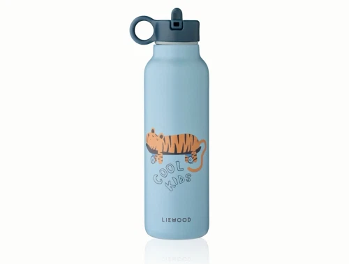 Liewood Falk drikkedunk i beach blue med tiger print 500 ml