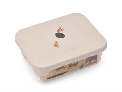 Liewood Ako snackboks i all together sandy med silikonelåg