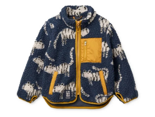 Liewood Nolan fleecejakke navy med tigerprint og lynlås
