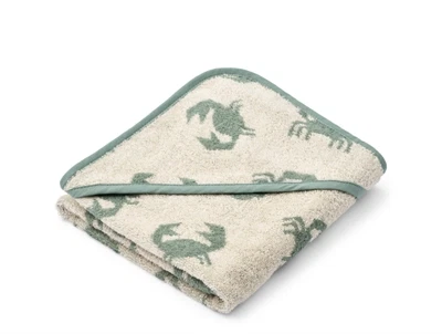 Liewood hættehåndklæde i sandy med krabbeprint