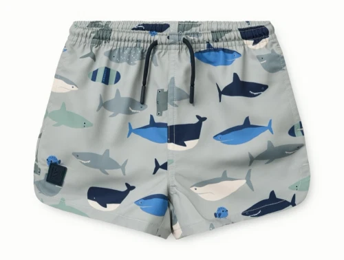 Liewood Aiden badeshorts i shark med hajprint set forfra