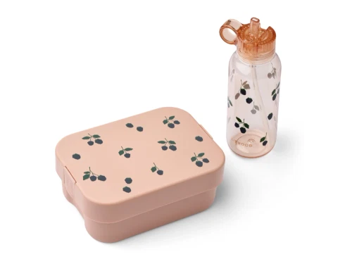 Liewood Chelsey madkasse sæt i berry og pale tuscany med drikkedunk og bestik