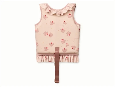 Liewood Dove svømmevest i lyserød nuance med sommerfugleprint set bagfra