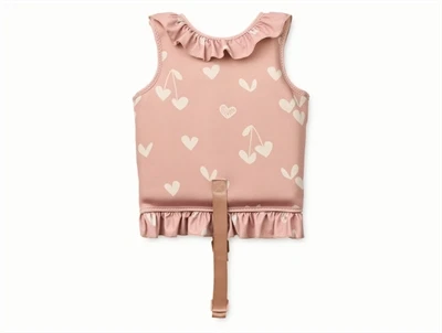 Liewood Dove svømmevest i rosa nuance med hjerteprint set bagfra