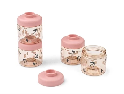Liewood Dominique snackbokse i rosa med cherry heart print 4 pak